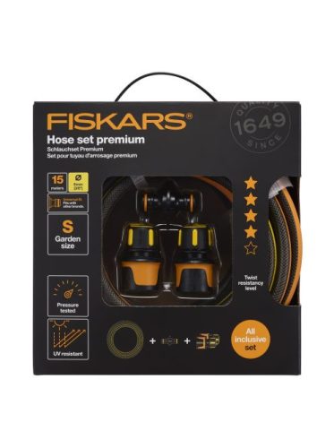 Fiskars Locsolótömlő szett, premium 15m 9mm (5 év garancia a tömlőre) (1027101)