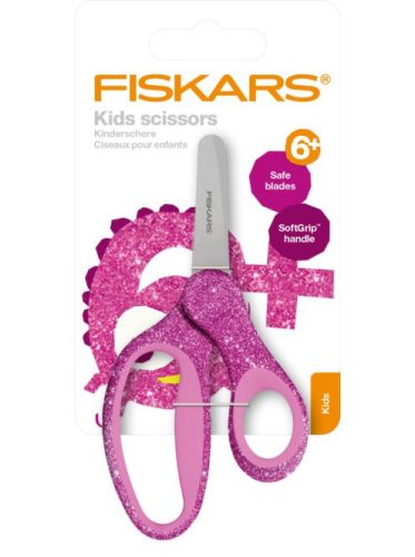 Fiskars Csillogó gyermekolló, 13 cm - rózsaszín (1064074)