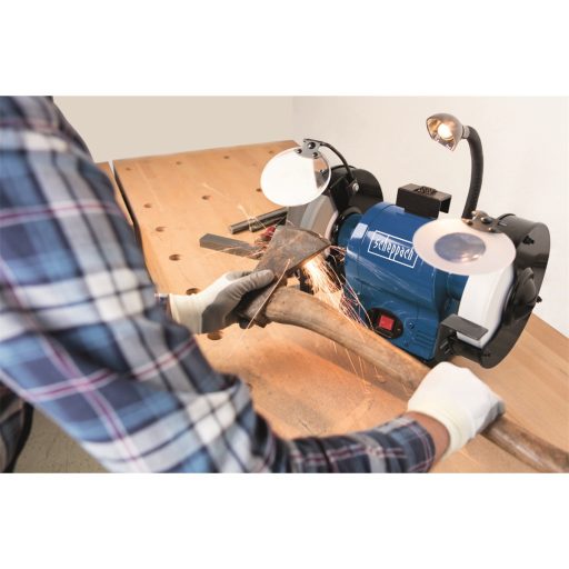 Scheppach BG 200 AL kettős köszörű fehér korongal