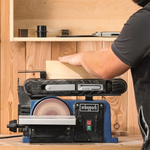 Scheppach BTS 900 - multifunkciós asztali szalag- és homlokcsiszoló