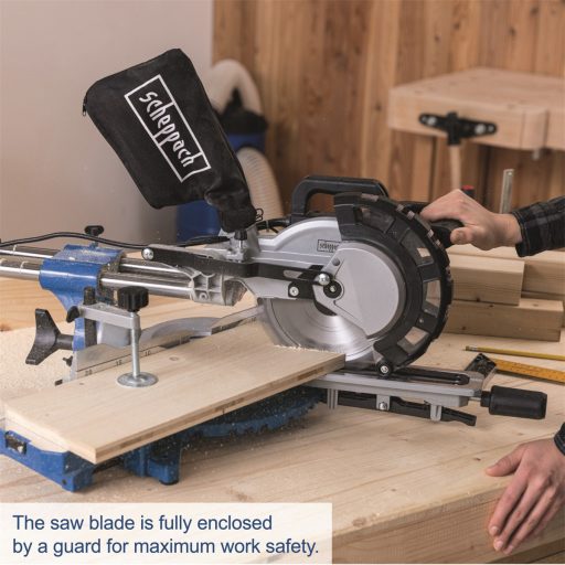 Scheppach HM 216 gérvágó fűrész húzófunkcióval és lézerrel + 2. ajándék fűrészlappal