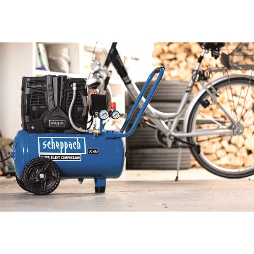 Scheppach HC 25 Si Csendes olajmentes kéthengeres kompresszor 24 literes, 8 bar