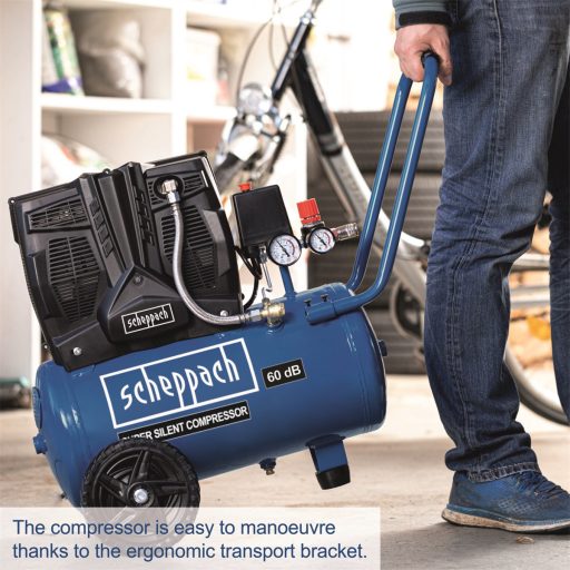 Scheppach HC 25 Si Csendes olajmentes kéthengeres kompresszor 24 literes, 8 bar