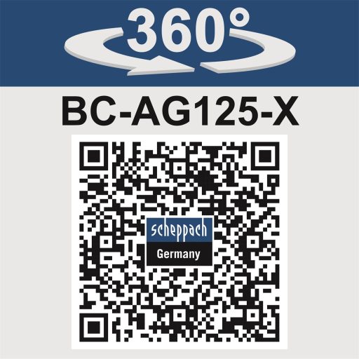 Scheppach BC-AG125-X - akkus sarokcsiszoló indukciós motorral, 125 mm IXES 20 V (akku és töltő nélkül)