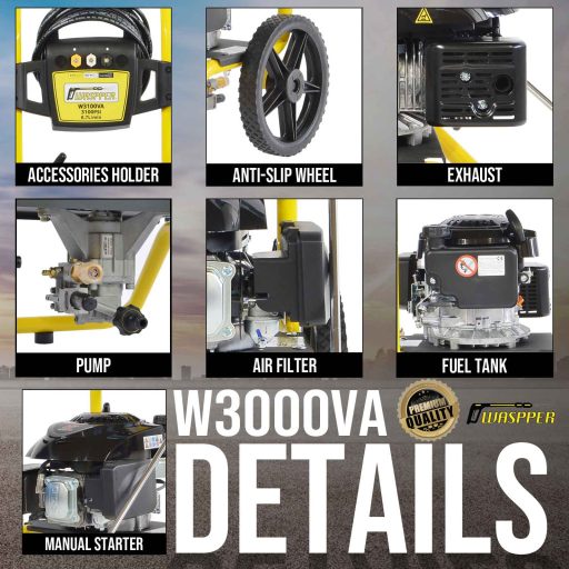 Waspper W3100VA benzines magasnyomású mosó 3,21 kW / 213 bar / 8,7 l/perc