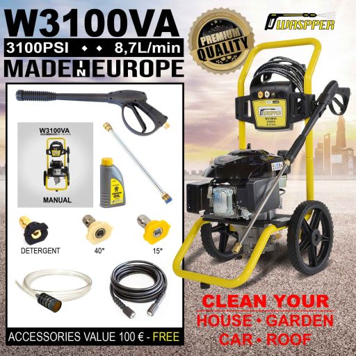Waspper W3100VA benzines magasnyomású mosó 3,21 kW / 213 bar / 8,7 l/perc