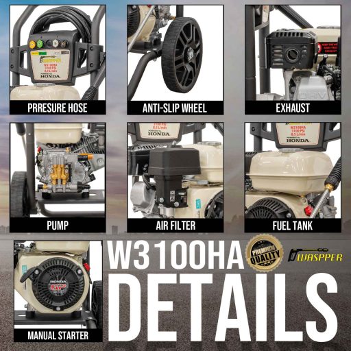 Waspper W3100HA benzines magasnyomású mosó, Honda 4,1 kW / 213 bar / 8,5 l/perc