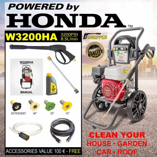 Waspper W3200HA benzines magasnyomású mosó, Honda 4,7 kW / 220 bar / 8,5 l/perc