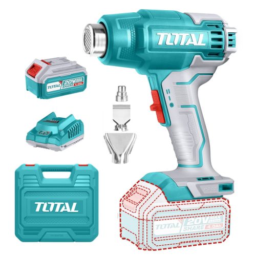 TOTAL Akkus hőlégfúvó 20V/P20S/ INDUSTRIAL (SET Akkumulátor 1x4Ah, Charger, Töltő, Koffer) (TBLI20025)