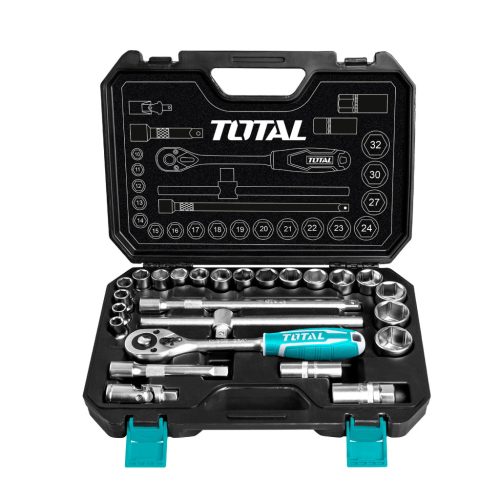 TOTAL 25db Dugókulcs készlet 1/2″ / INDUSTRIAL (THT121251)