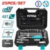 TOTAL 25db Dugókulcs készlet 1/2″ / INDUSTRIAL (THT121251)