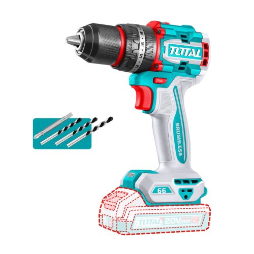 TOTAL Kompakt kefe nélküli fúrógép 2000prm/66Nm/P20S/ INDUSTRIAL (Nincs akkumulátor) (TIDLI206681)