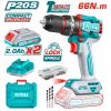 TOTAL Kompakt kefe nélküli fúrógép 2000prm/66Nm/P20S/ INDUSTRIAL (SET Akkumulátor 2x2Ah, Charger, Töltő, Koffer) (TIDLI20668E)
