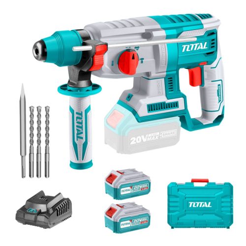 TOTAL Akkus fúró-vésőkalapács SDS Plus/5000bpm/18mm/2,5J/ INDUSTRIAL (SET Akkumulátor 2x4Ah, Charger, Töltő, Koffer) (TRHLI202287)