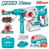 TOTAL Akkus fúró-vésőkalapács 26mm/ SDS Plus/5000bpm/2,5J/ INDUSTRIAL (SET Akkumulátor 2x4Ah, Charger, Töltő, Koffer) (TRHLI202289)